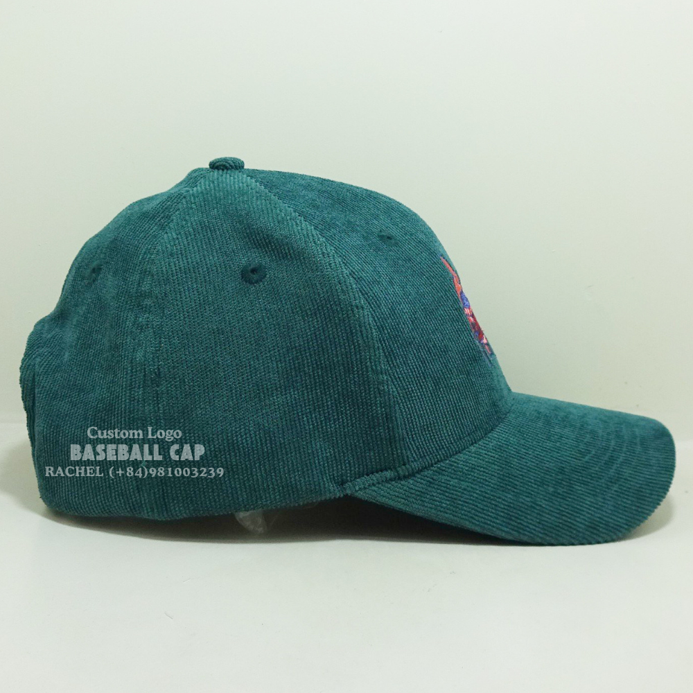 High Quality Unisex 6-Panel Corduroy Baseball Caps Curved Brim Cartoon Embroidered Snapback Closure For All Ages Sporty Vietnam 6