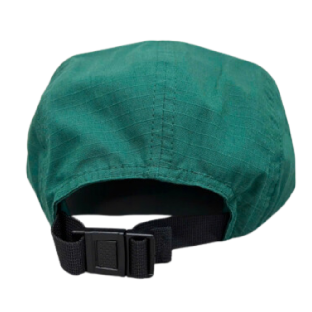 High Quality Y 7005 Custom Rubber PVC Logo Patch 5 Panel Camper Waterproof Caps Green Flat Brim Plastic Press Buckle Closure OEM 6