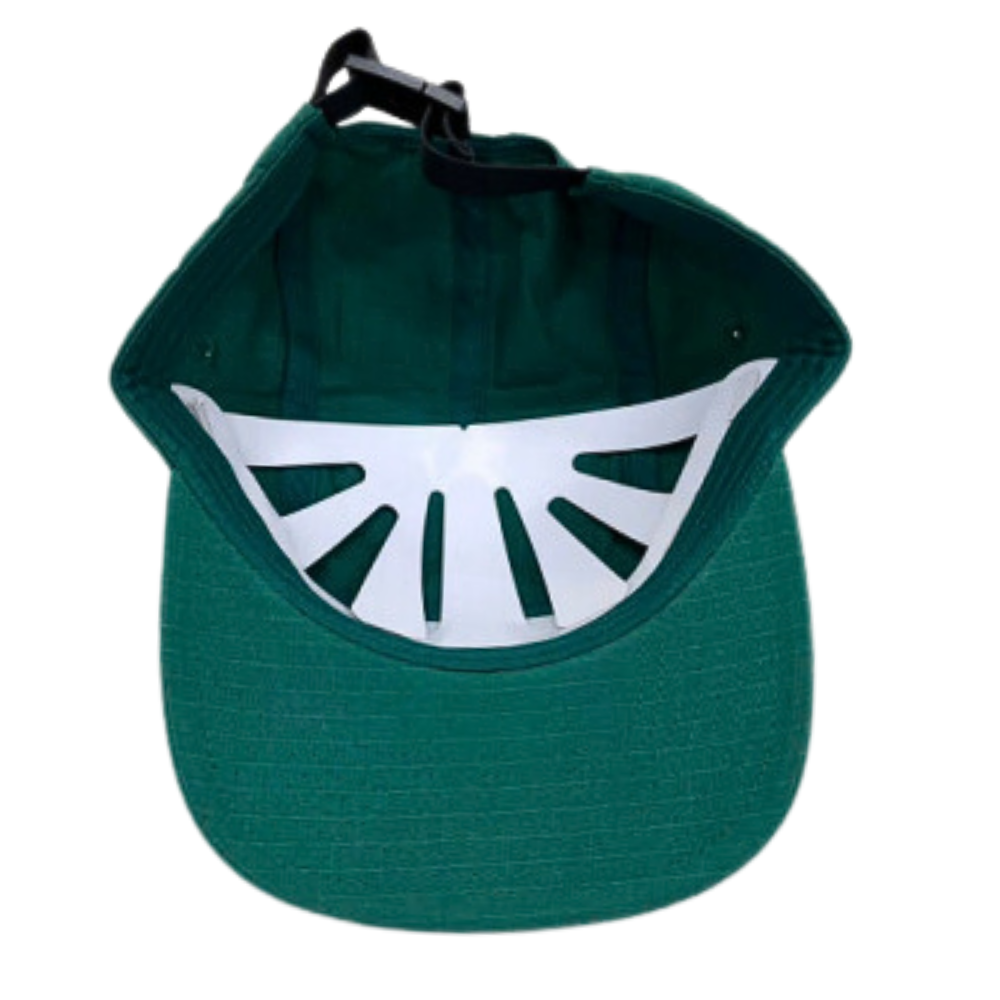 High Quality Y 7005 Custom Rubber PVC Logo Patch 5 Panel Camper Waterproof Caps Green Flat Brim Plastic Press Buckle Closure OEM 5