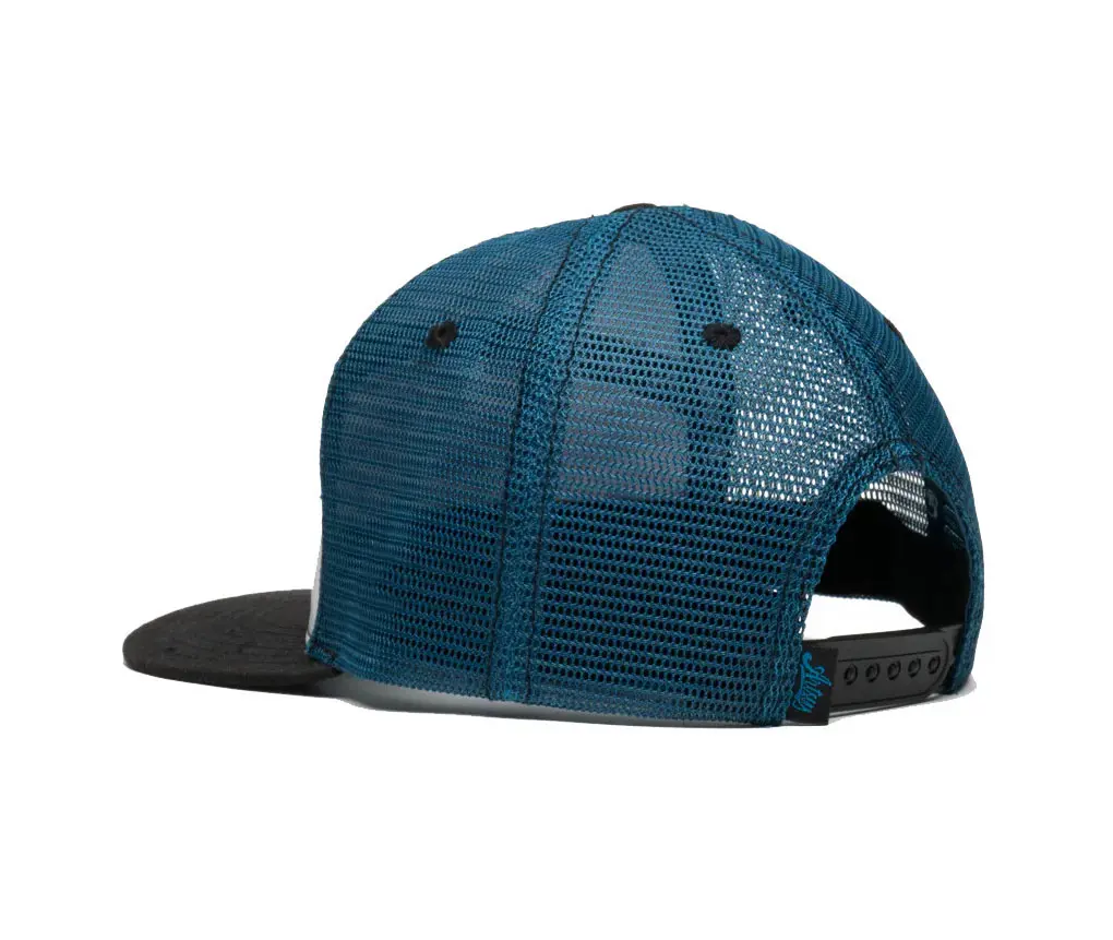 Hiphop Flat Brim 7 Panels Trucker Hat with Custom Logo Wholesale Cap High Quality White/Blue Color Plastic Buckle Trucker Hat 2