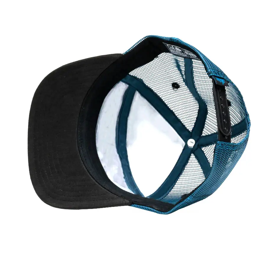 Hiphop Flat Brim 7 Panels Trucker Hat with Custom Logo Wholesale Cap High Quality White/Blue Color Plastic Buckle Trucker Hat 3