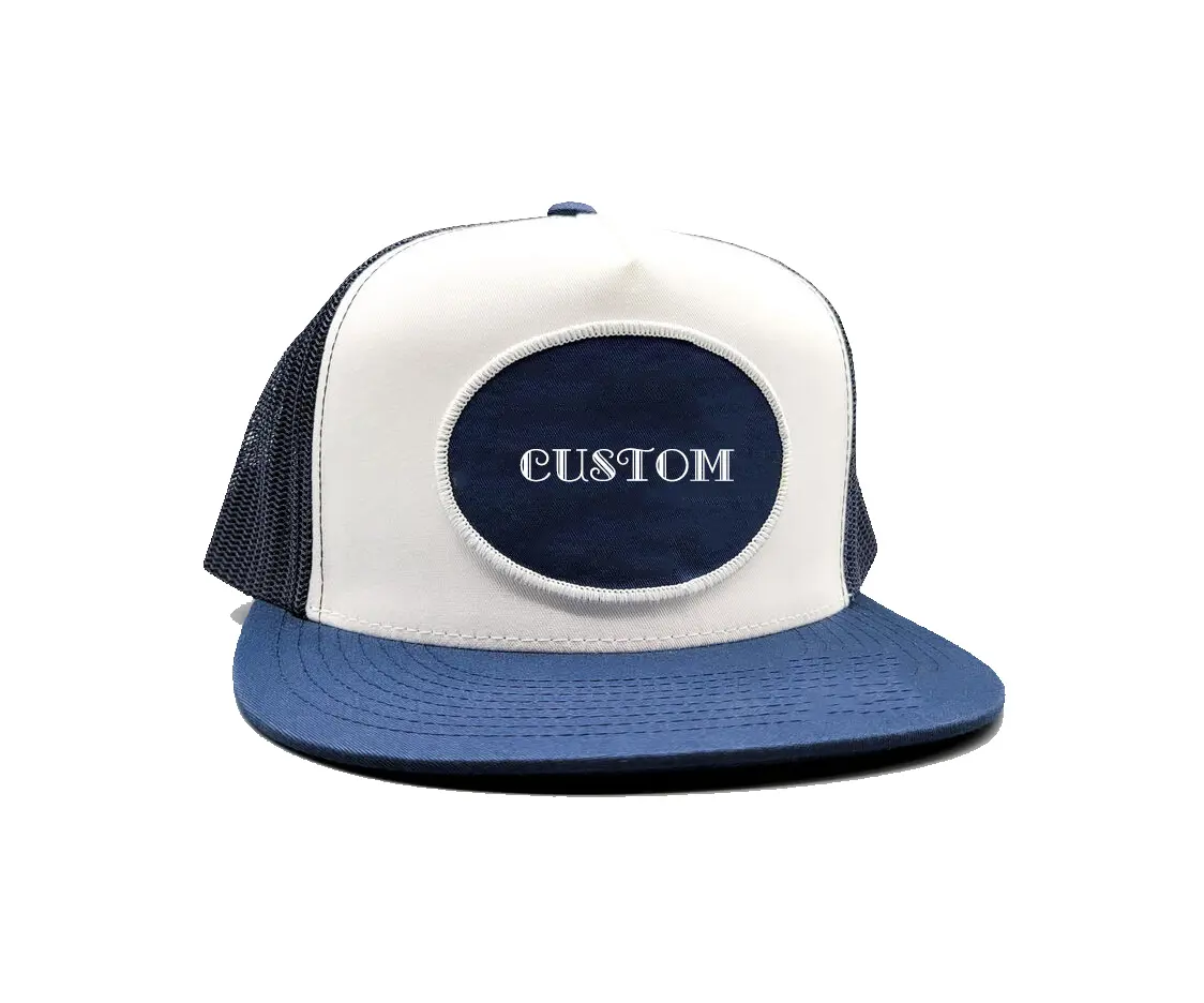Hiphop High Fashion Wholesale Trucker Hats with Custom Logo High Quality Flat Brim Adjustable Size Two Tones Trucker Hat 4