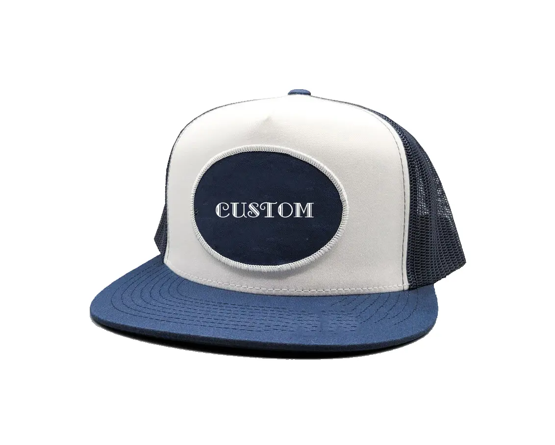 Hiphop High Fashion Wholesale Trucker Hats with Custom Logo High Quality Flat Brim Adjustable Size Two Tones Trucker Hat 2