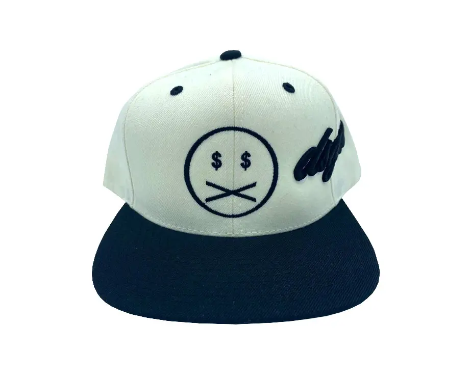 Hiphop New Design Flat Visor Snapback Cap with Custom Logo High Quality Navy Blue and White Color Fisherman Outdoor Snapback Cap 3