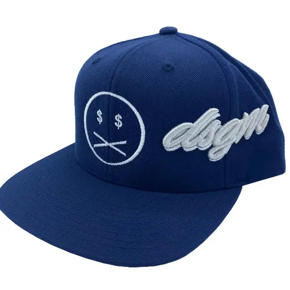 Hiphop New Design Flat Visor Snapback Cap with Custom Logo High Quality Navy Blue and White Color Fisherman Outdoor Snapback Cap 2