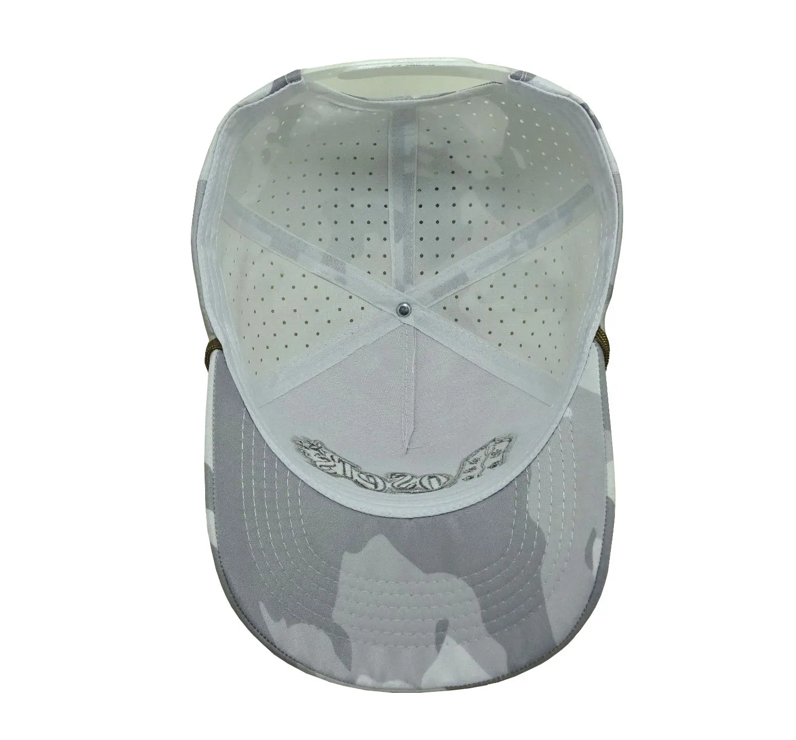HipHop New Design Grey Camo Laser Cut High Quality Baseball Cap With Rope Customize Adjustable Sports Cap in Vietnam Factory 6