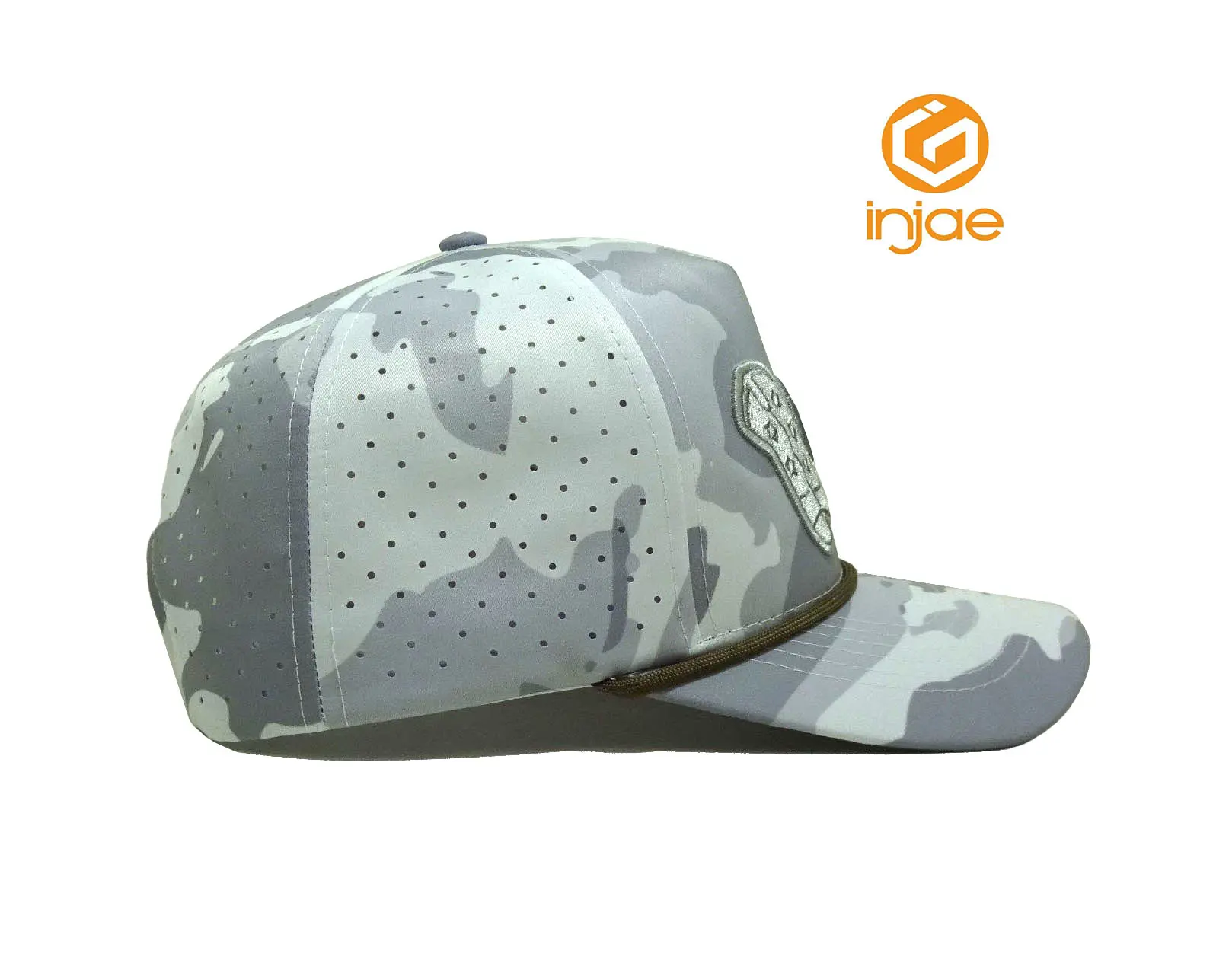 HipHop New Design Grey Camo Laser Cut High Quality Baseball Cap With Rope Customize Adjustable Sports Cap in Vietnam Factory 4