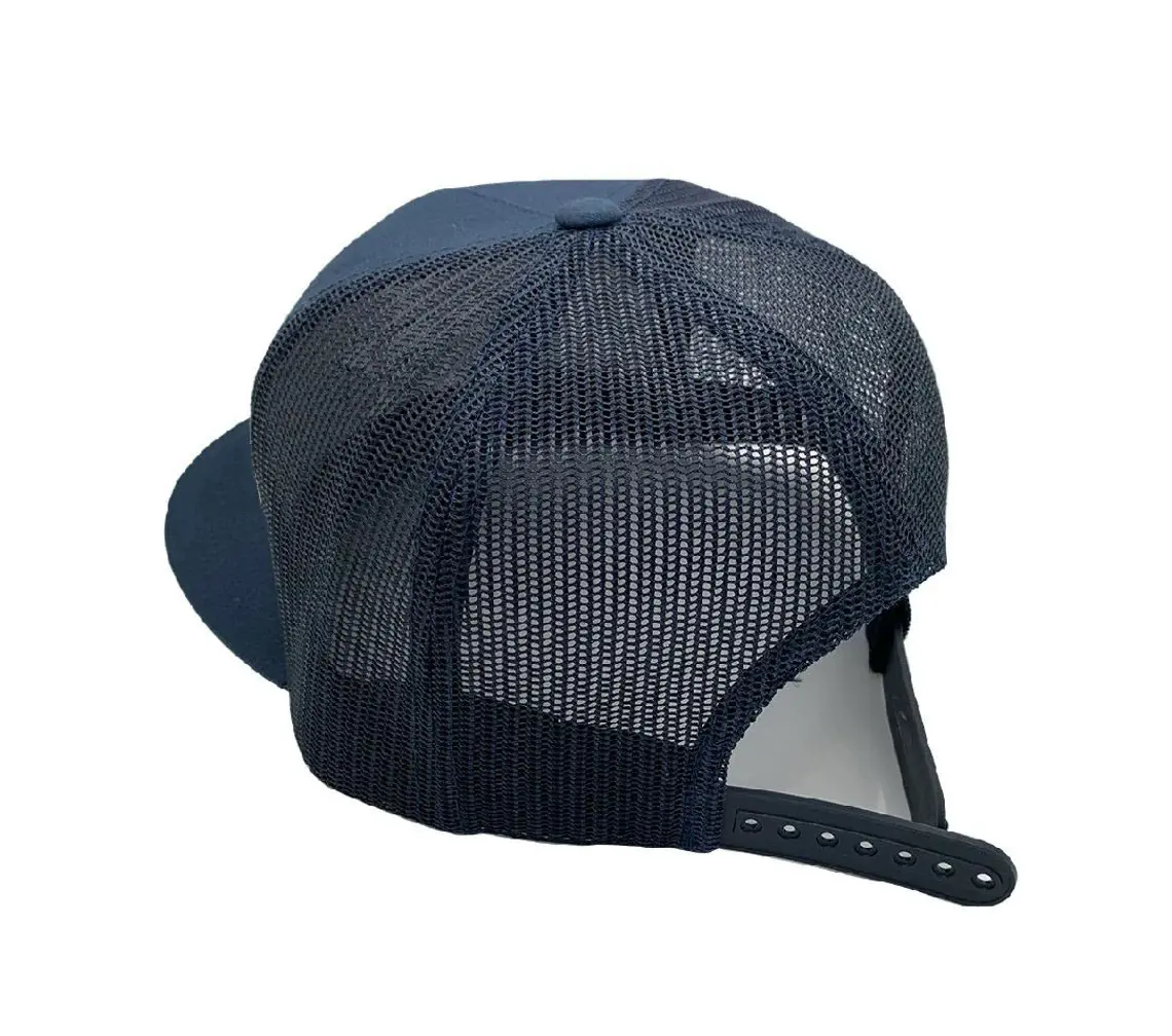 Hiphop Style Trucker Hat for Men 3D Embroidery 5-Panel Flat Brim High Quality High Profile Cotton and Mesh Fabric Trucker Hat 4