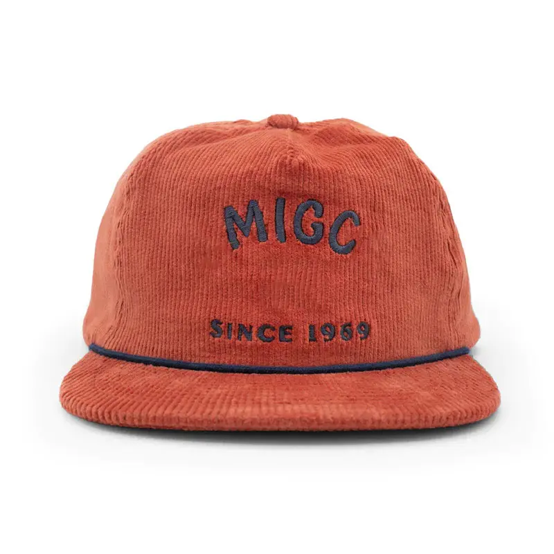Hot Sale 5 Panel Corduroy Snapback Cap with Rope Custom Logo High Quality Hiphop Outdoor Adults Size Plastic Buckle Snapback Cap 1