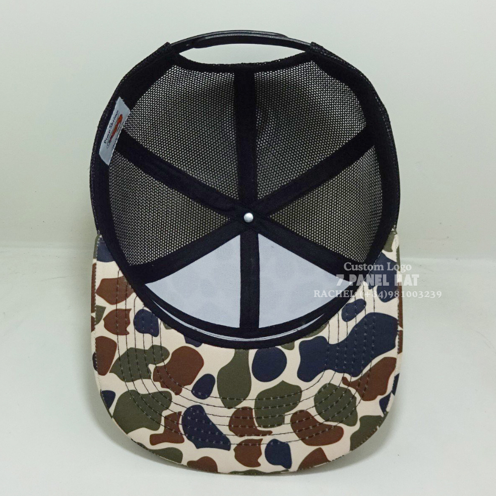 Hot Seller 7 Panel Camouflage Trucker Hats Leather Patch Flat Brim Adjustable Snapback Closure Fishing Hunting Vietnam Headwear 6