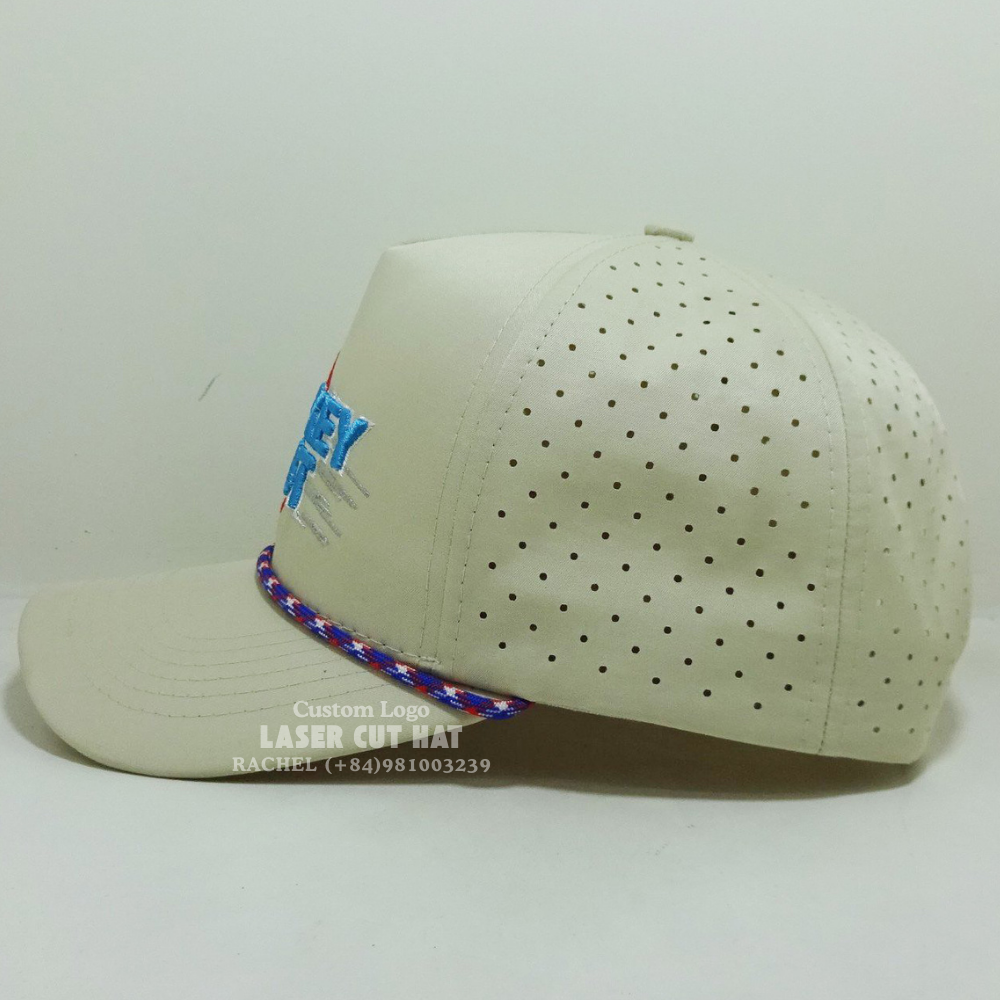 Hot Selling Golf Hats Embroidered Logo Laser Cut Hole Perforated Curved Brim Adjustable Snapback Closure Unisex Vietnam Headwear 4
