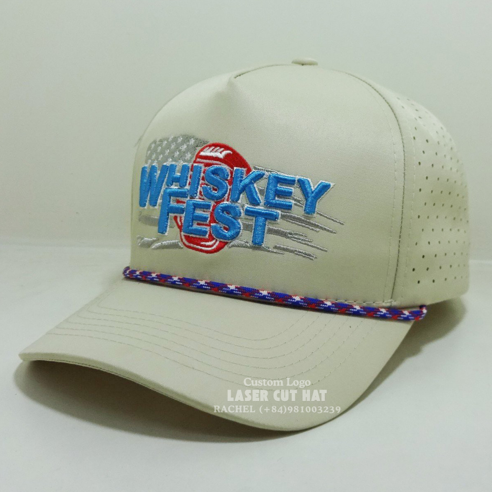 Hot Selling Golf Hats Embroidered Logo Laser Cut Hole Perforated Curved Brim Adjustable Snapback Closure Unisex Vietnam Headwear 3