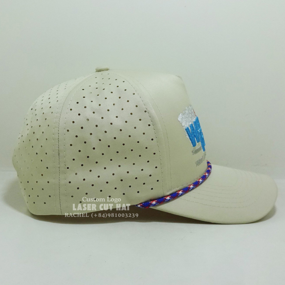 Hot Selling Golf Hats Embroidered Logo Laser Cut Hole Perforated Curved Brim Adjustable Snapback Closure Unisex Vietnam Headwear 5