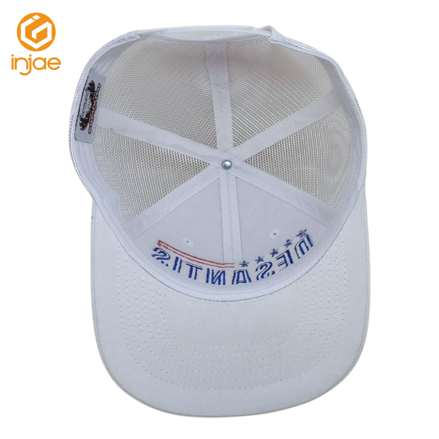INJAE VINA OEM Custom 2D Embroidery Logo Country Trucker Cap White Mesh for Outdoor Sporty Activities 5