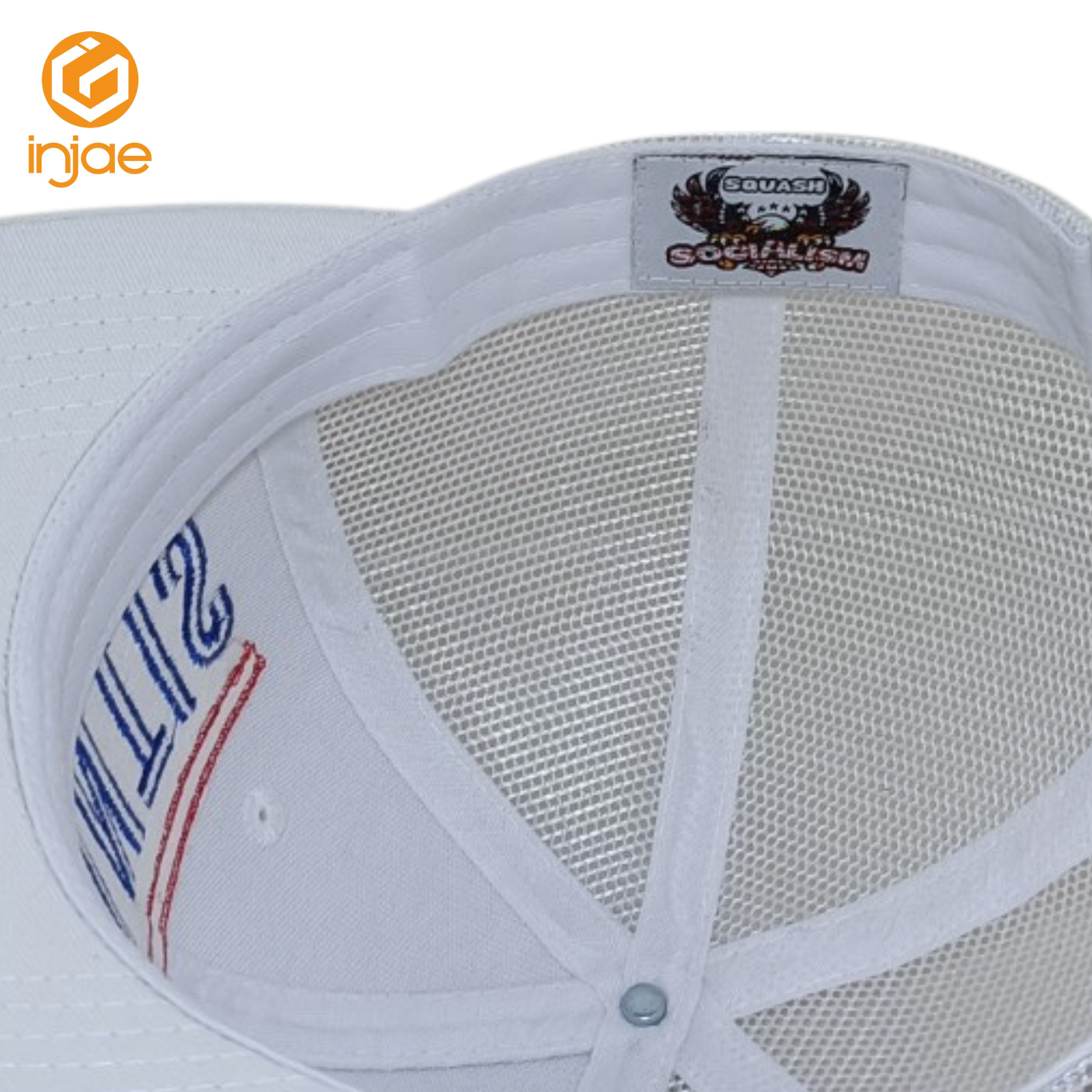 INJAE VINA OEM Custom 2D Embroidery Logo Country Trucker Cap White Mesh for Outdoor Sporty Activities 6