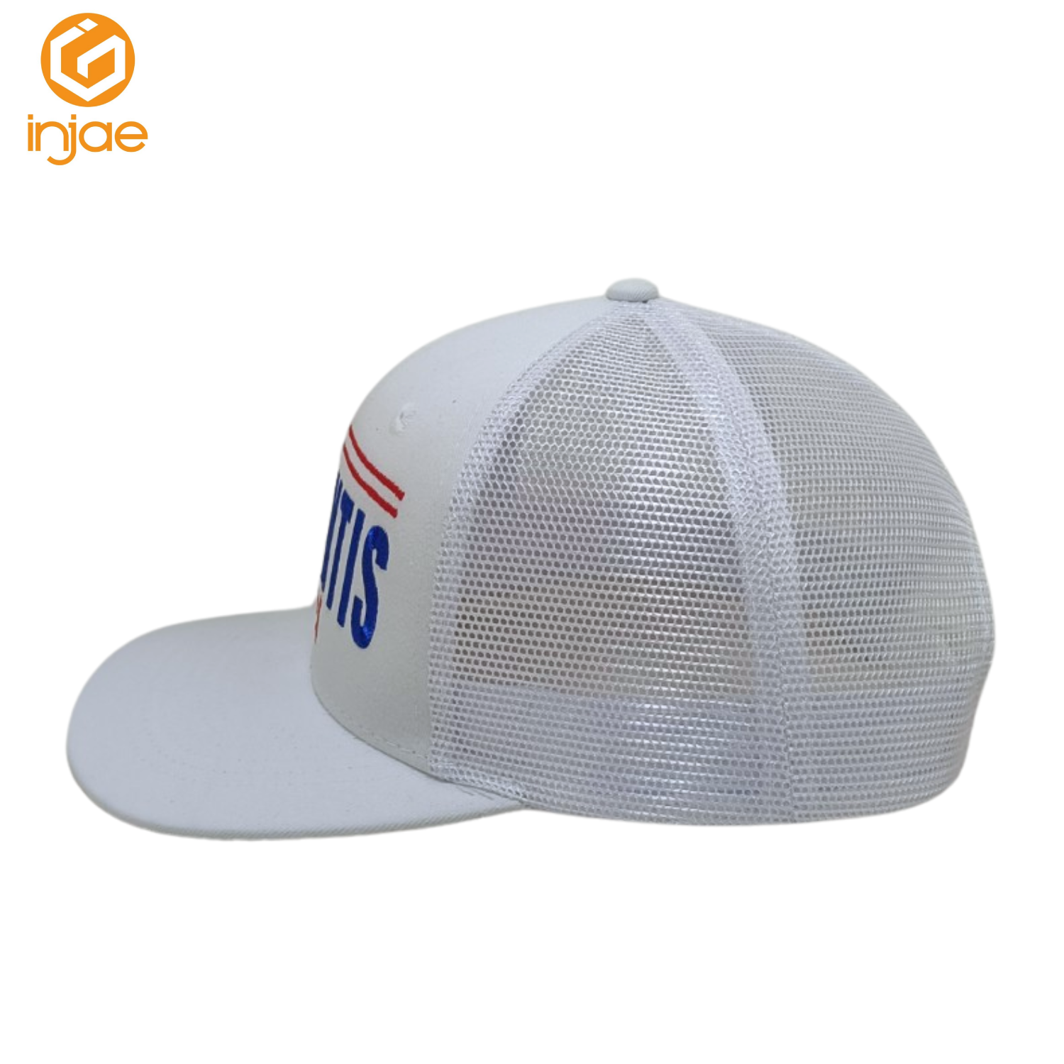 INJAE VINA OEM Custom 2D Embroidery Logo Country Trucker Cap White Mesh for Outdoor Sporty Activities 3