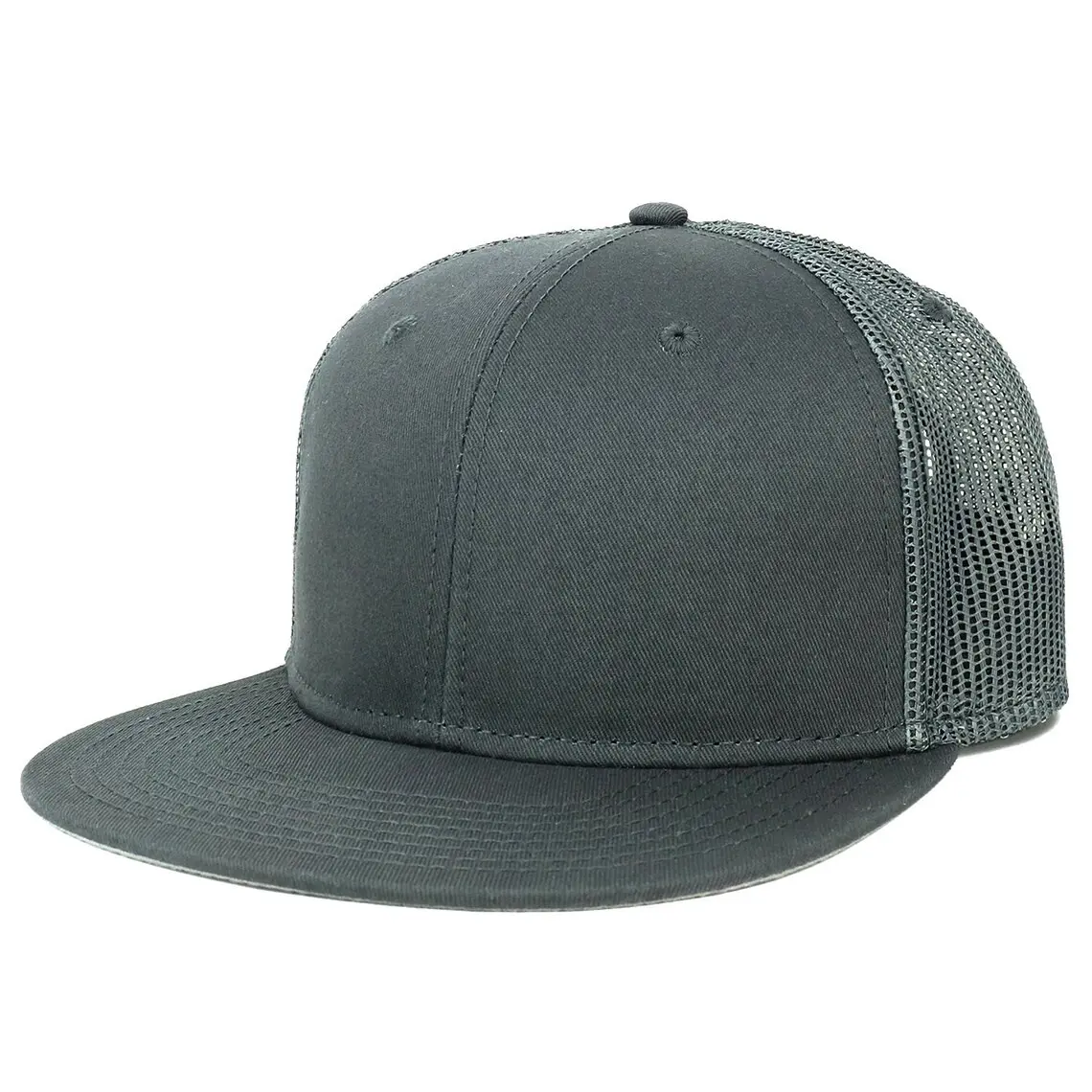 Injae Vina Vietnam Hats Factory Blank Mesh Snapback Cap Structured 6 Panel Flat Brim Trucker Mesh High Profile With Custom Logo 4