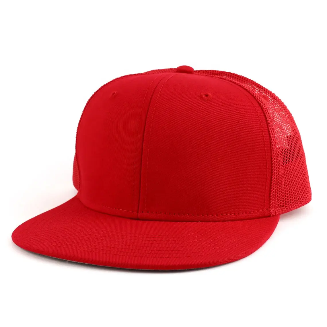 Injae Vina Vietnam Hats Factory Blank Mesh Snapback Cap Structured 6 Panel Flat Brim Trucker Mesh High Profile With Custom Logo 2
