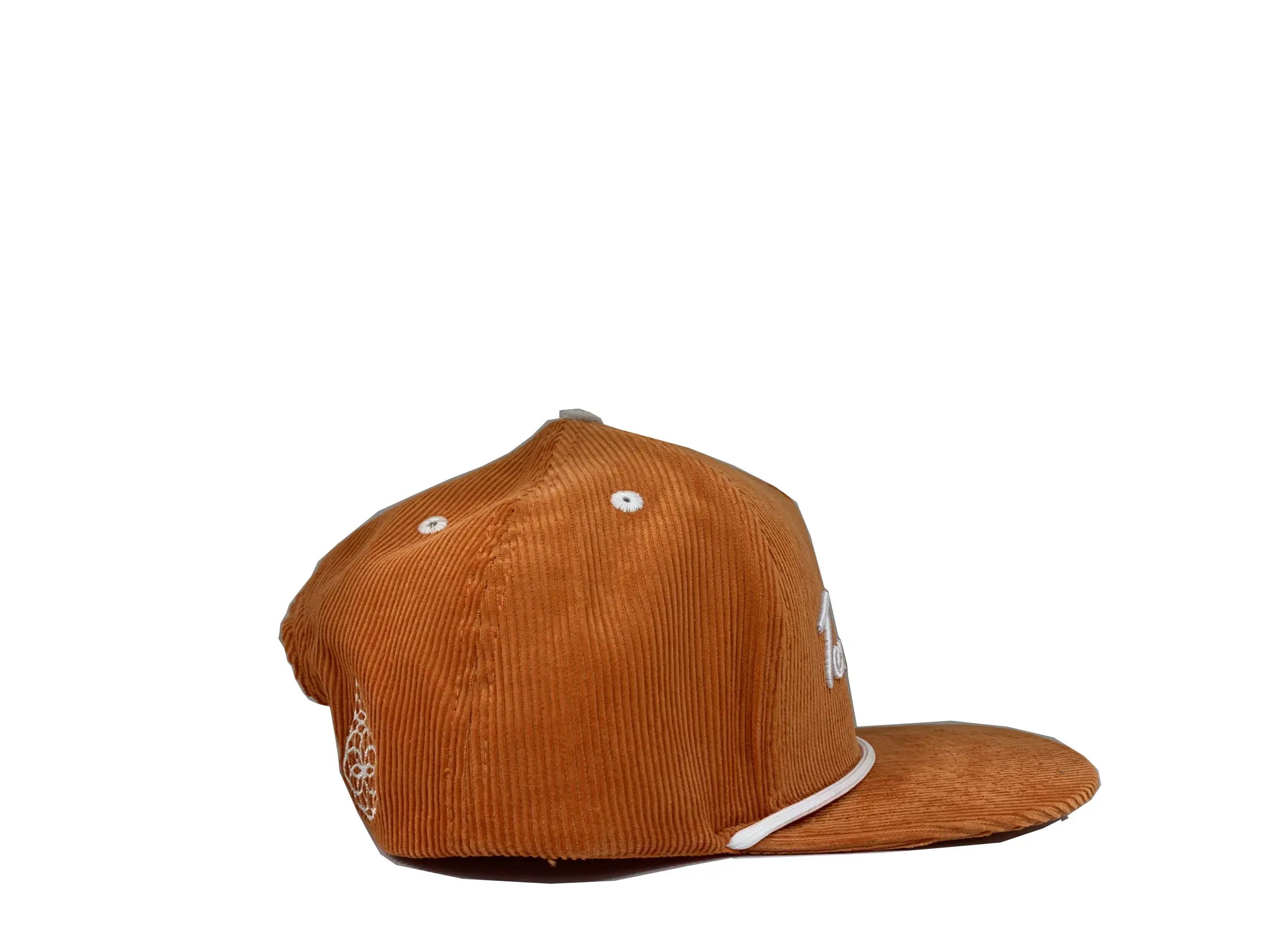Jaffa Orange Corduroy Snapback Caps Flat Bill Embroidery Rope Hat  Vietnam Factory Dad hat Customized Logo Design 4