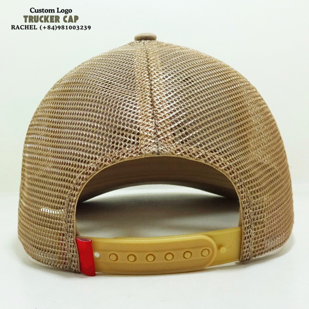 Khaki Trucker Hats 6 Panel Gorras Structured Caps 3D Embroidered Slightly Curved Brim Adjustable Snapback Private Label Snap Tag 7