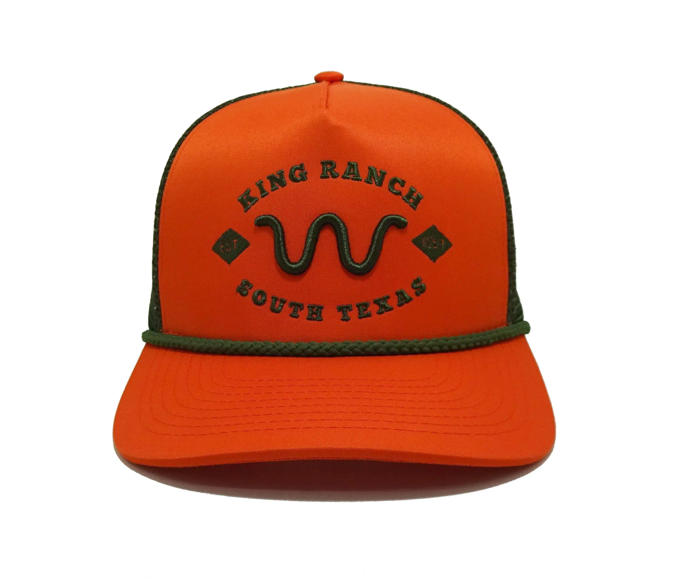 King Ranch Texas Blaze Trucker Hats Custom Woven Patch Snapback Caps Vietnam Factory Promotional Hat 1