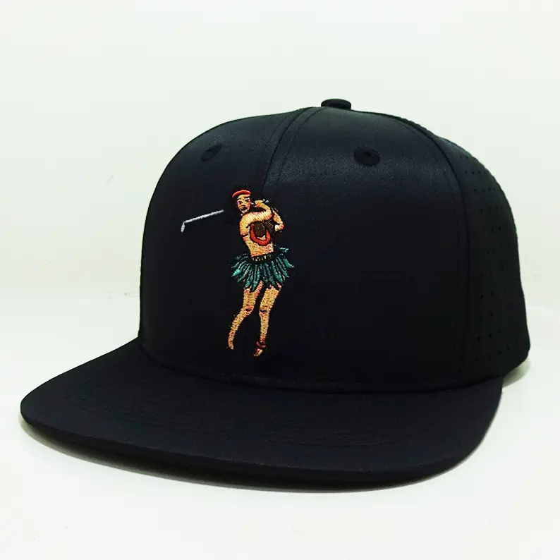 Lady Golfer Logo Embroidered Snapback Caps Made In Vietnam Laser Cut Holes Gorras Flat Brim Hip Hop Casual Style Unisex Cap L01 2
