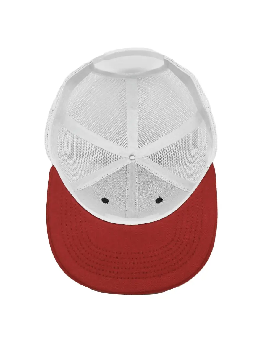Leather Logo 6-Panel Black Blue and Red Color Medium Profile Cotton and Mesh Fabric Trucker Hat from Vietnam Supplier 6
