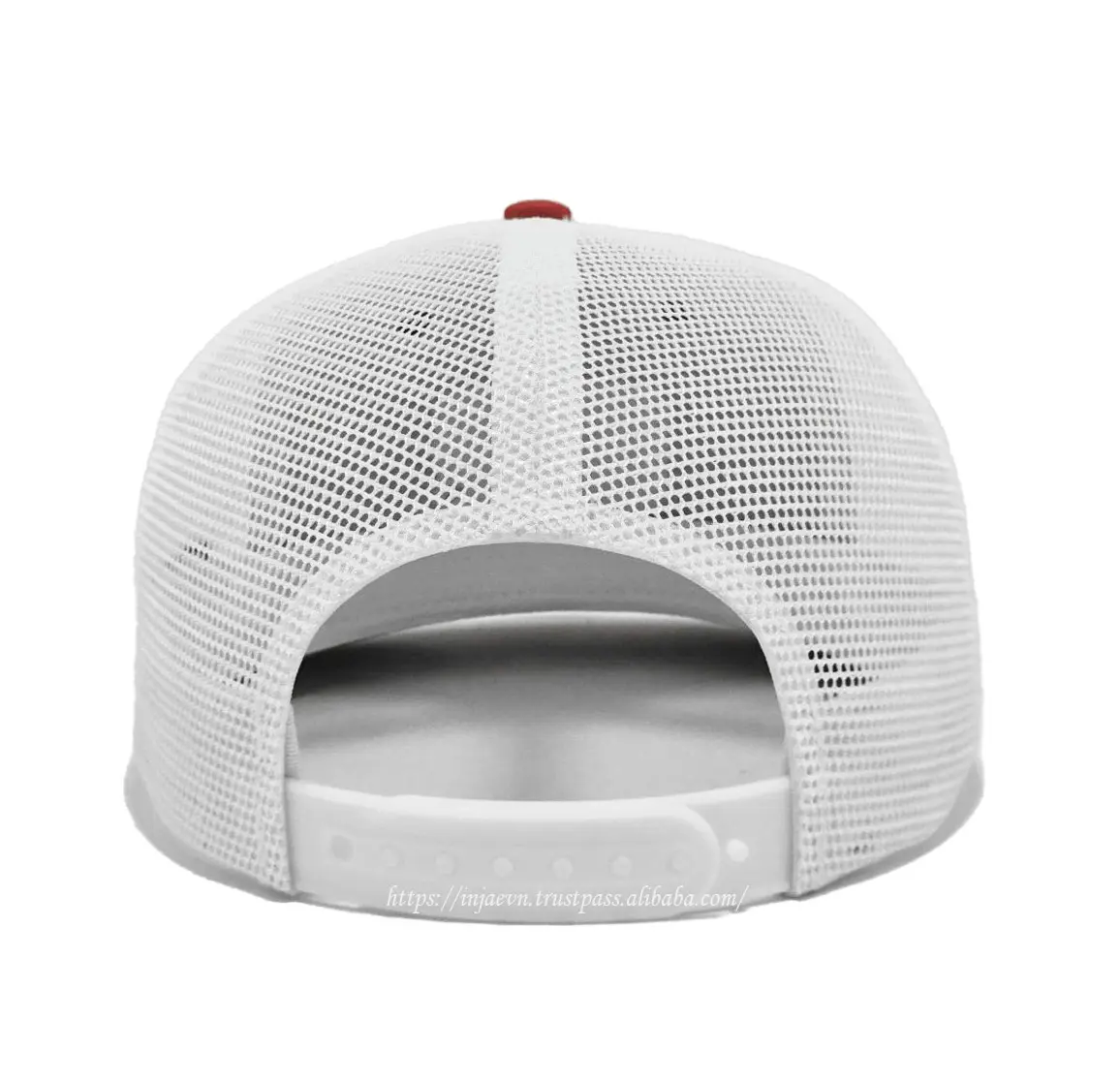 Leather Logo 6-Panel Black Blue and Red Color Medium Profile Cotton and Mesh Fabric Trucker Hat from Vietnam Supplier 5