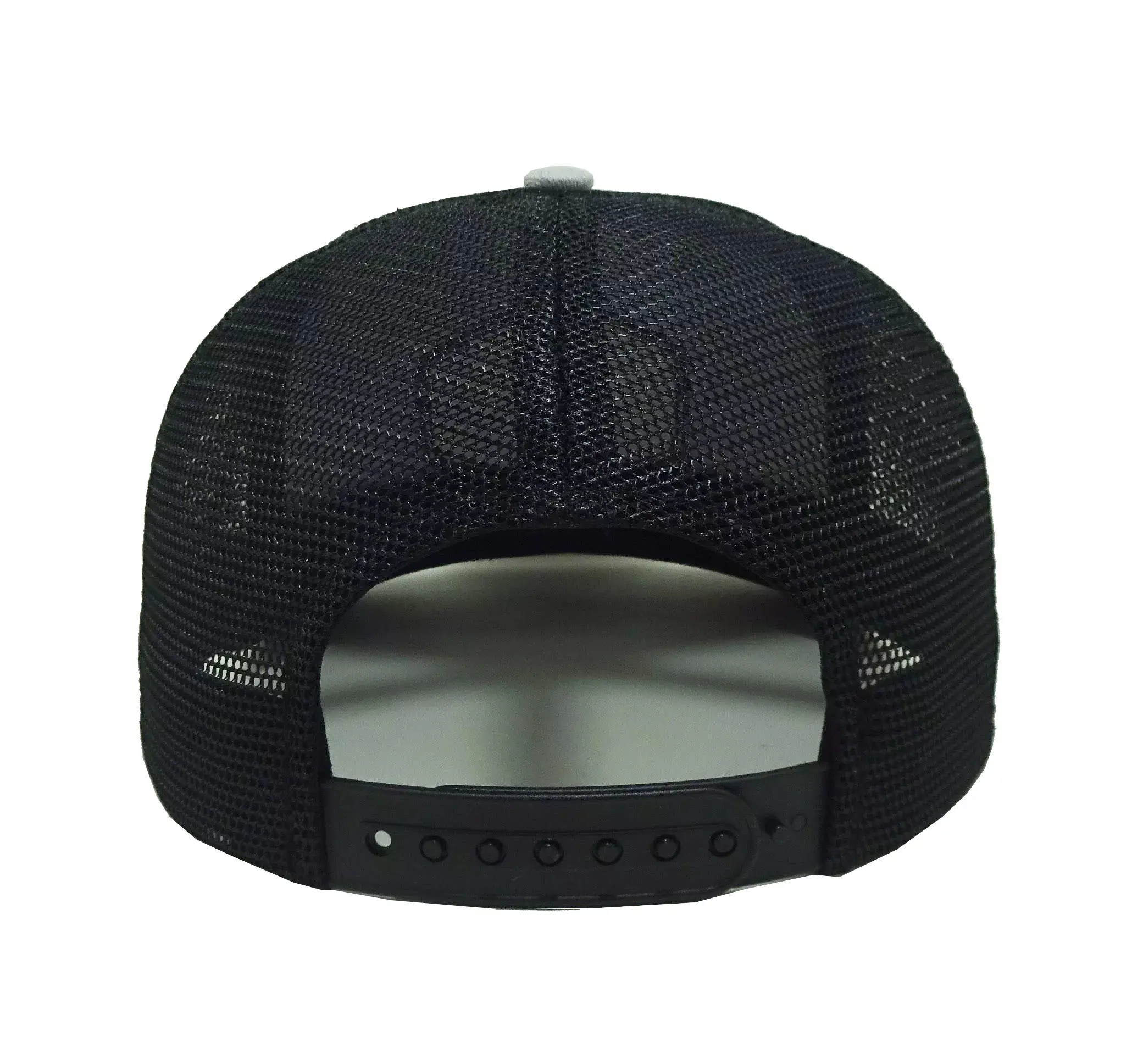 Leather logo Light Grey/ Dark Grey Color 6-Panel Curved Brim High Quality Medium Profile Cotton and Mesh Fabric Trucker Hat 6