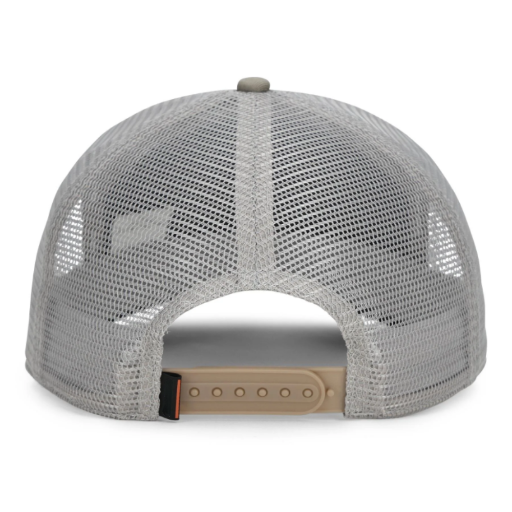 Leather Logo Patch 7 Panel Trucker Hat Curved Brim Breathable Mesh Plastic Single Row Buckle Snapback Closure Custom Label Tag 5