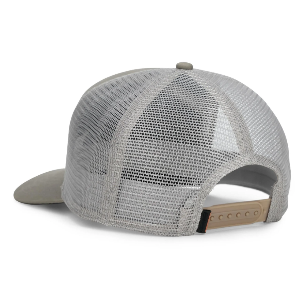 Leather Logo Patch 7 Panel Trucker Hat Curved Brim Breathable Mesh Plastic Single Row Buckle Snapback Closure Custom Label Tag 4