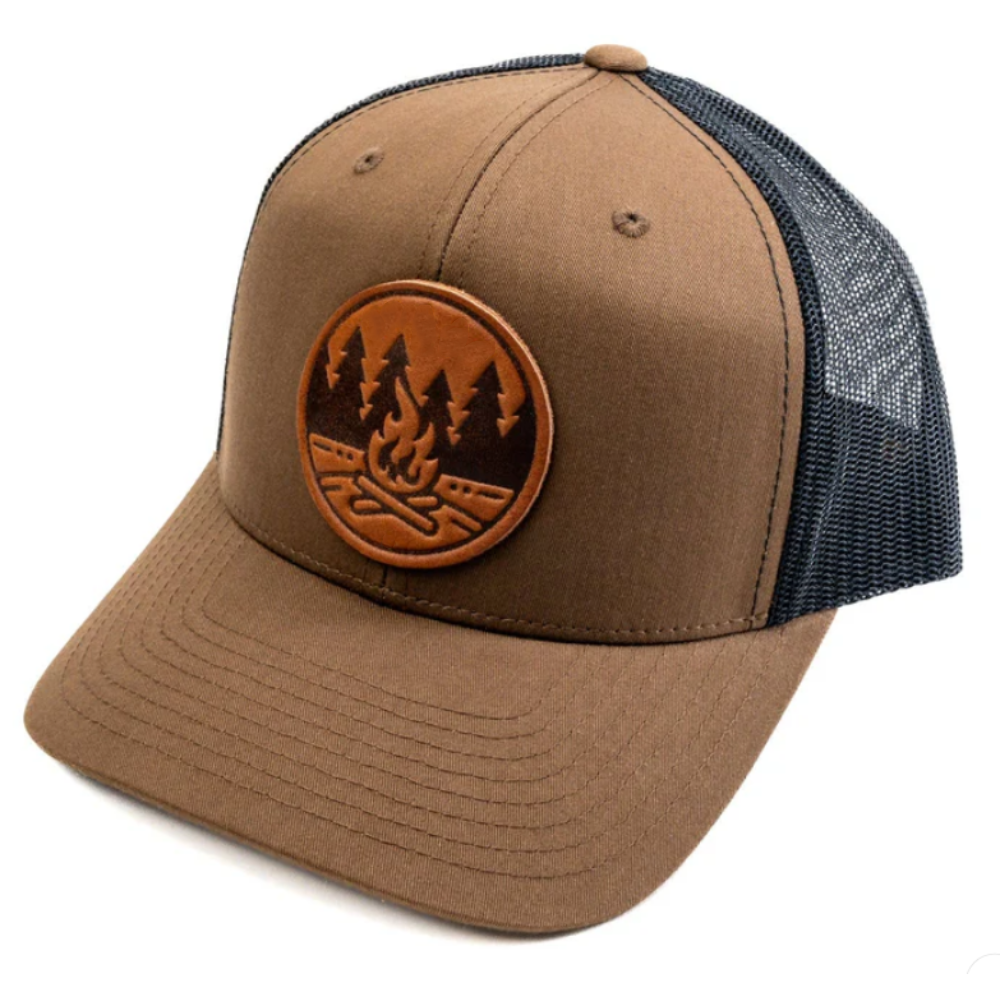Leather Logo Patch R 112 Trucker Hat 6 Panel Goras Contrast Stitching Lines Brim Mesh Plastic Single Row Buckle Snapback Closure 6