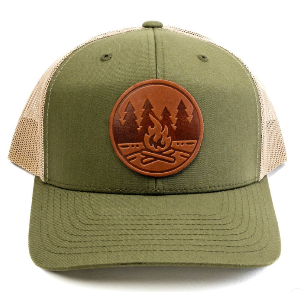 Leather Logo Patch R 112 Trucker Hat 6 Panel Goras Contrast Stitching Lines Brim Mesh Plastic Single Row Buckle Snapback Closure 2