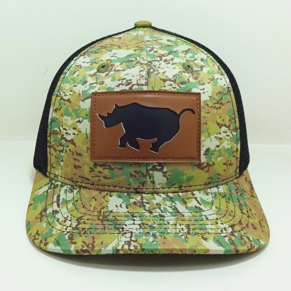 Leather Logo Patch R 112 Trucker Hats 6 Panel Camouflage/Black Embroidered Logo On Back Curved Hunting Fishing Outdoors Vietnam 2