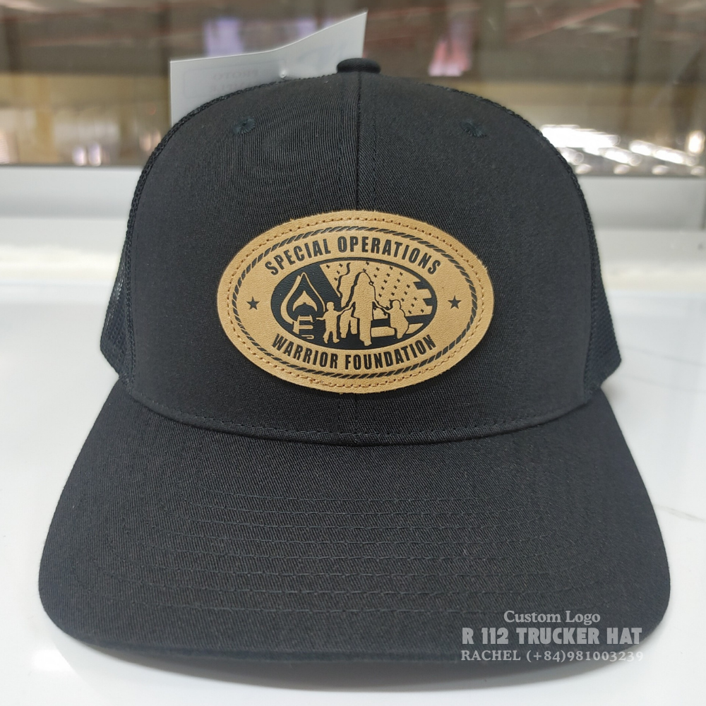Leather Logo Patch R 112/Y 6606 Trucker Hats 6 Panel Structured Caps Slightly Curved Brim Adjustable Snapback Vietnam Headwear 1