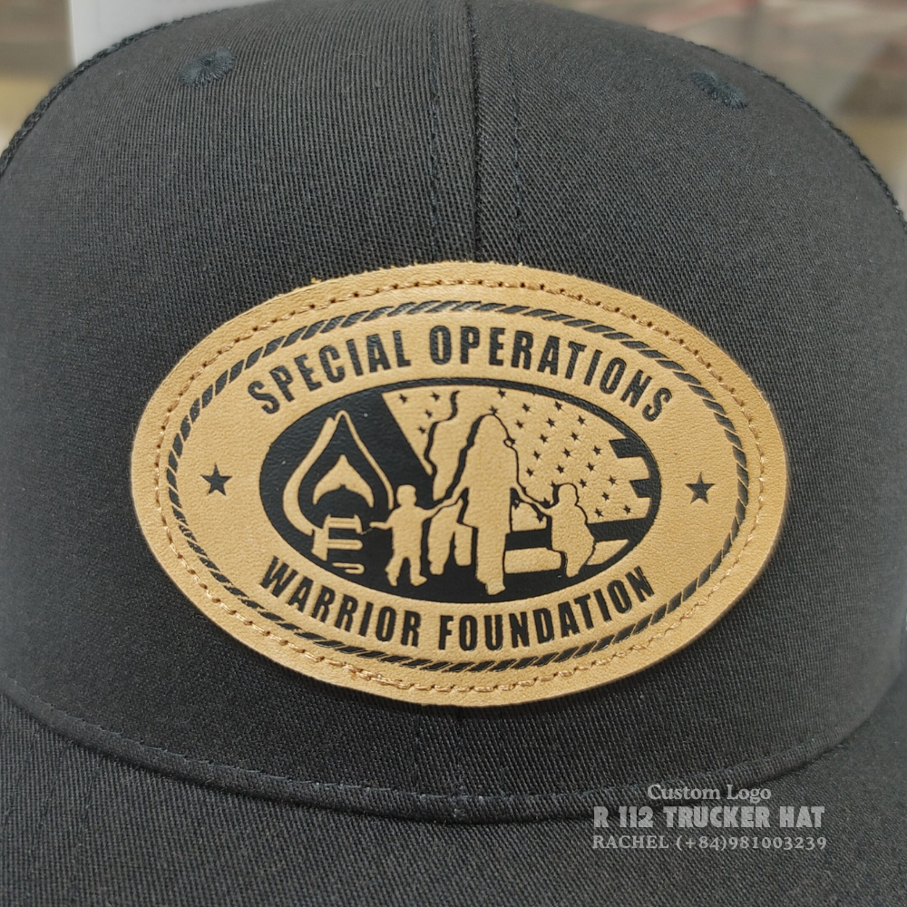 Leather Logo Patch R 112/Y 6606 Trucker Hats 6 Panel Structured Caps Slightly Curved Brim Adjustable Snapback Vietnam Headwear 2