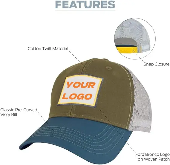 Leather Patch Custom Trucker Hat Classic Trucker Mesh Cap Dad Hat 6 Panel Patch Logo Baseball Hat 5