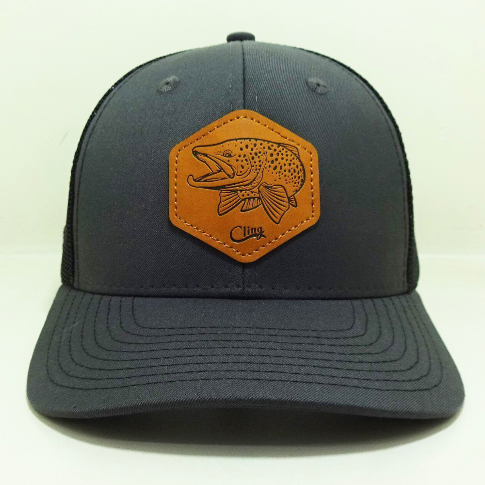 Leather Patch Hats R 112 Trucker Gorras 6 Panel Structured Caps Curved Brim Contrast Stitching Line Embroidered Logo On Left OEM 1