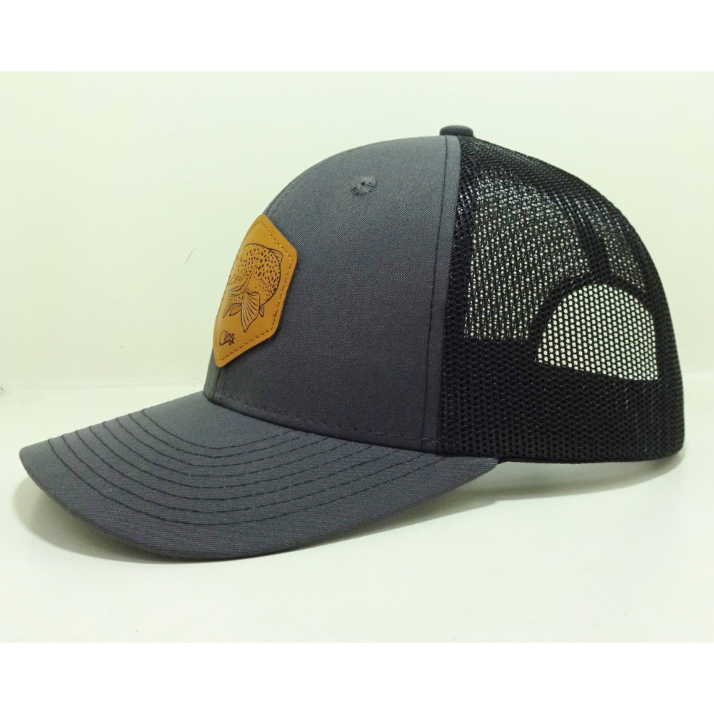 Leather Patch Hats R 112 Trucker Gorras 6 Panel Structured Caps Curved Brim Contrast Stitching Line Embroidered Logo On Left OEM 2