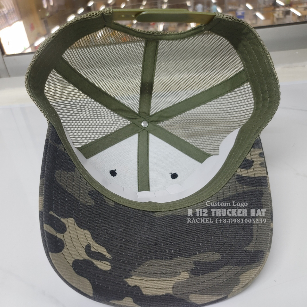 Leather Patch Hats Trucker 6 Panel R 112/Y 6606 Custom Mesh Caps Unisex Adults Slightly Curved Brim Hunting Fishing Vietnam OEM 4