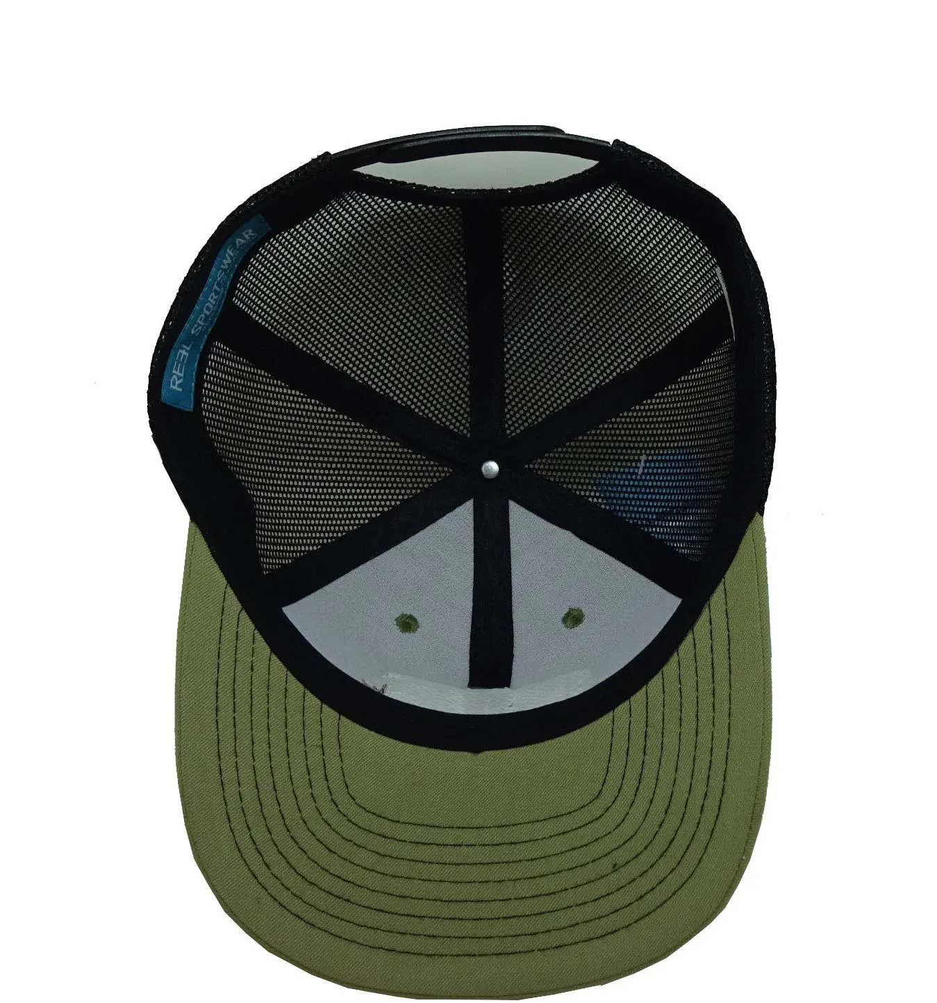 Leather Patch Logo 6-Panel Curved Brim Unisex High Quality Green Color Medium Profile Cotton and Mesh Fabric Trucker Hat 6