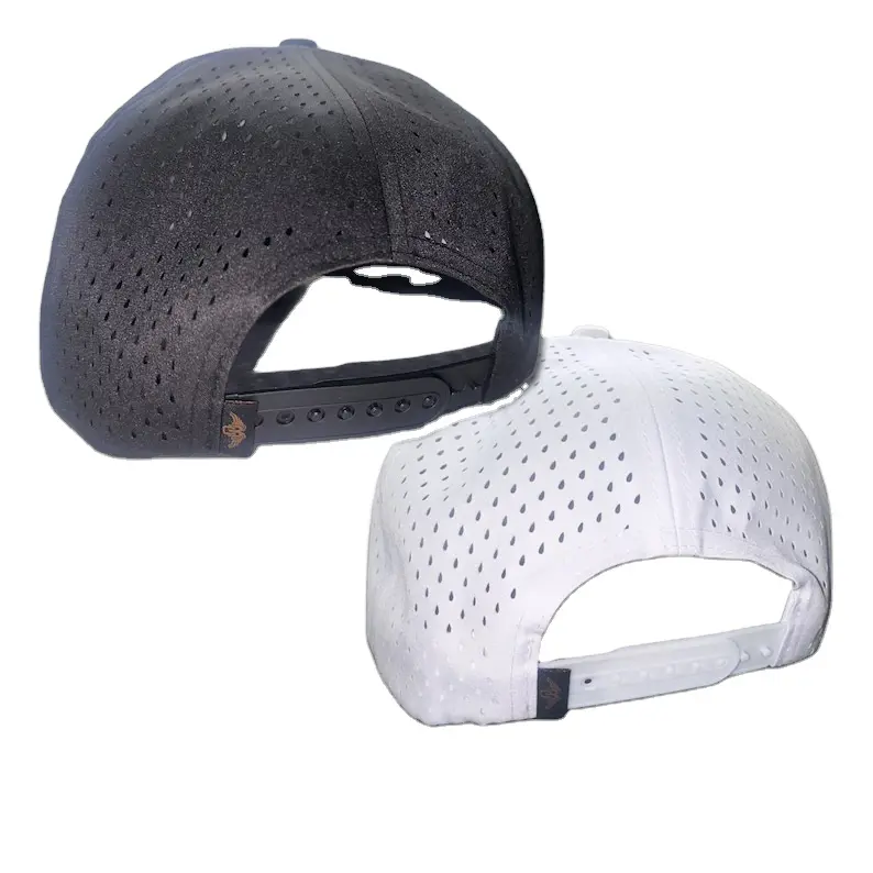 Leather Patch Logo Snapback Cap High Quality Rope Detail Vietnam Made Hat Laser Cut Holes Pre Curved Brim For Golf Casual L01 5