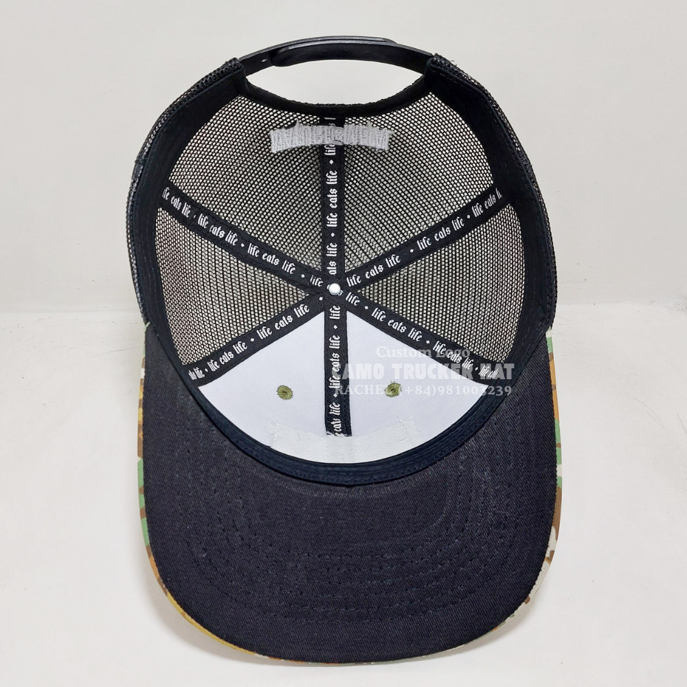 Leather Patch R 112 Camouflage Trucker Hats 6 Panel Curved Brim Structured Adjustable Snapback Brand Promotions Vietnam Headwear 6
