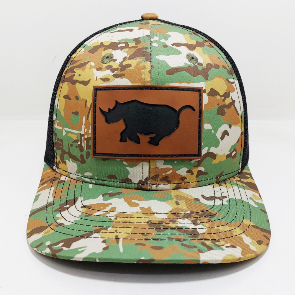 Leather Patch R 112 Camouflage Trucker Hats 6 Panel Curved Brim Structured Adjustable Snapback Brand Promotions Vietnam Headwear 1