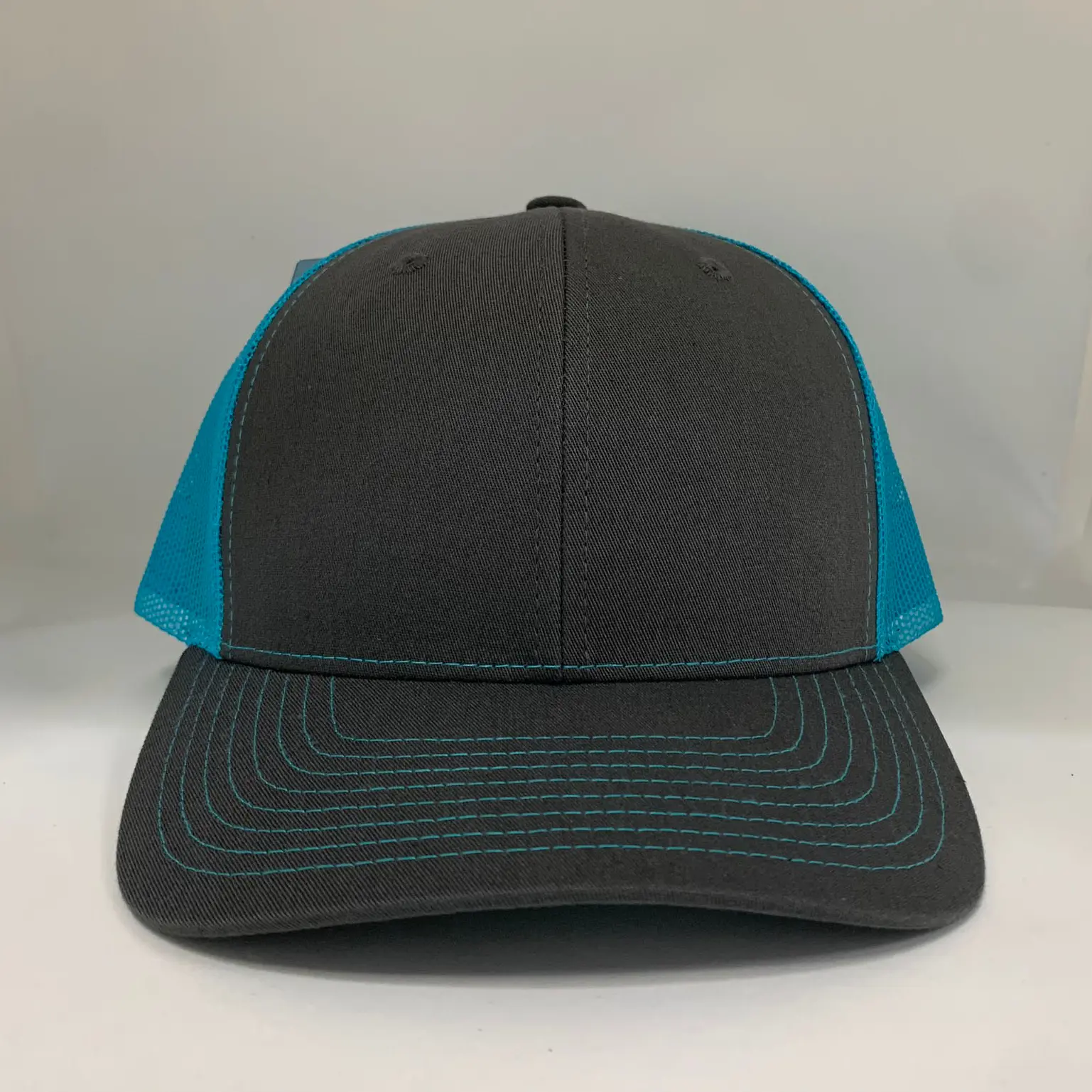 Light Blue/Charcoal Custom Logo Trucker Hats Snapback Caps Custom Patch Vietnam Promotional Hat Cap for Man 1