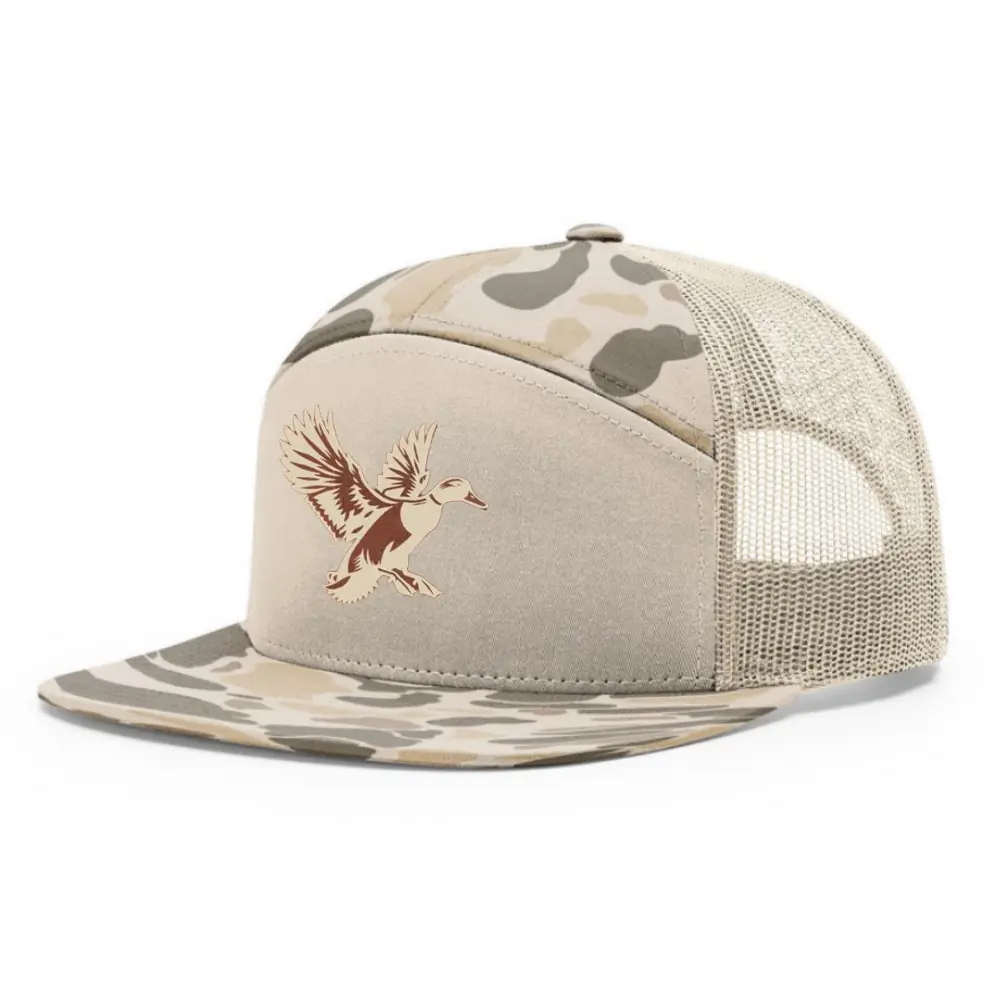 Light Sandstone Camouflage 7 Panel Trucker Hat R 168 Digital Printed Gorras Flat Brim Snapback Closure Single Row Buckle Unisex 3