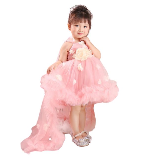 Long Dress Girls' Performance With Tail Nhung Nguyen Princess Dress Baby Girl Dress Kid Clothes For Girl OEM ODM Made In Vietnam