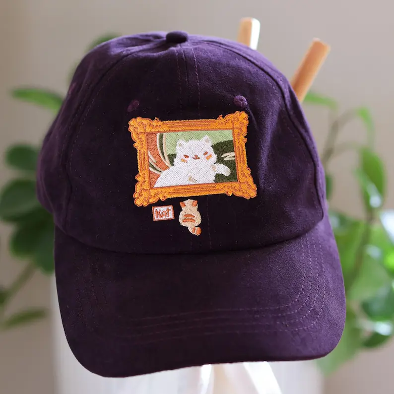 Lovely Cat Embroidered Suede Dad Hat Vietnam Made Custom Baseball Caps Adjustable Gorras For Men Women Casual Style Promotion L1 3