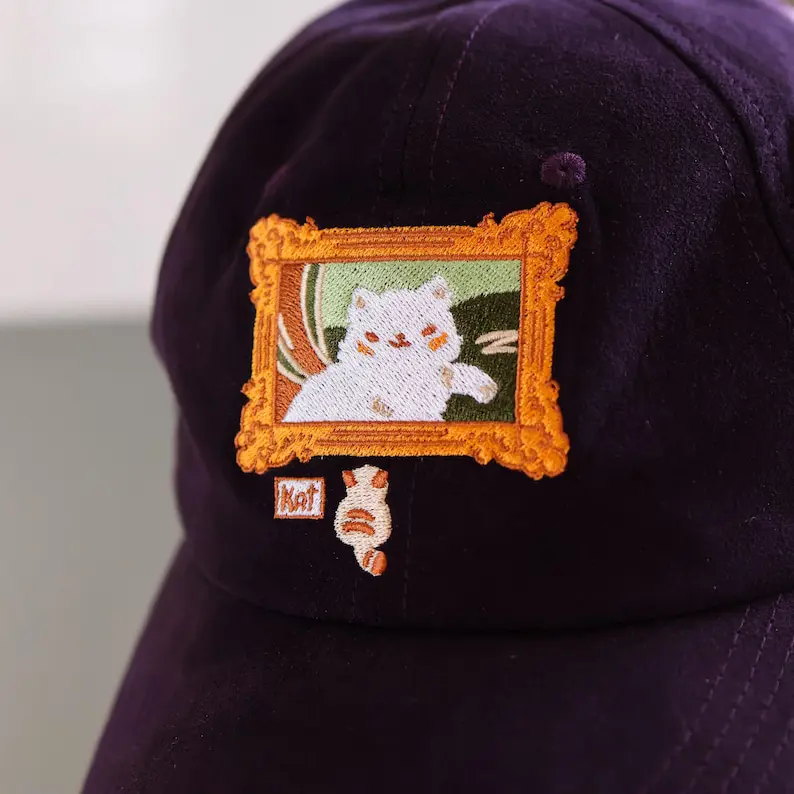 Lovely Cat Embroidered Suede Dad Hat Vietnam Made Custom Baseball Caps Adjustable Gorras For Men Women Casual Style Promotion L1 4