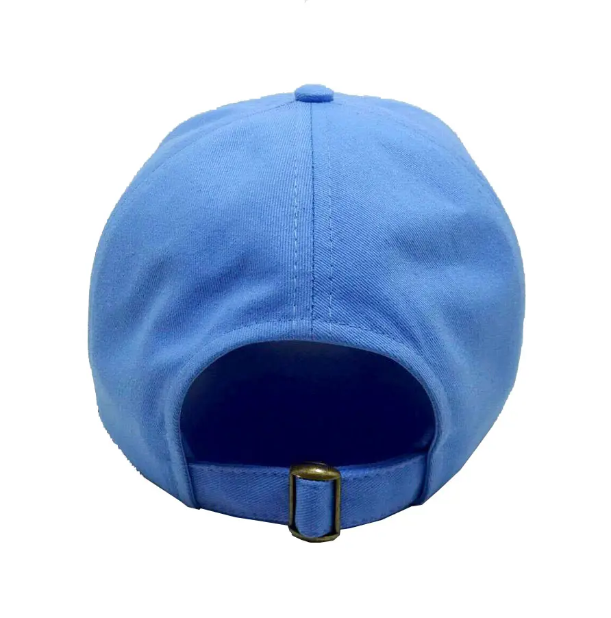 Low Profile 6-Panel Sky Blue Color Polyester Unstructured Curved Brim Baseball Cap in Vietnam Factory 4